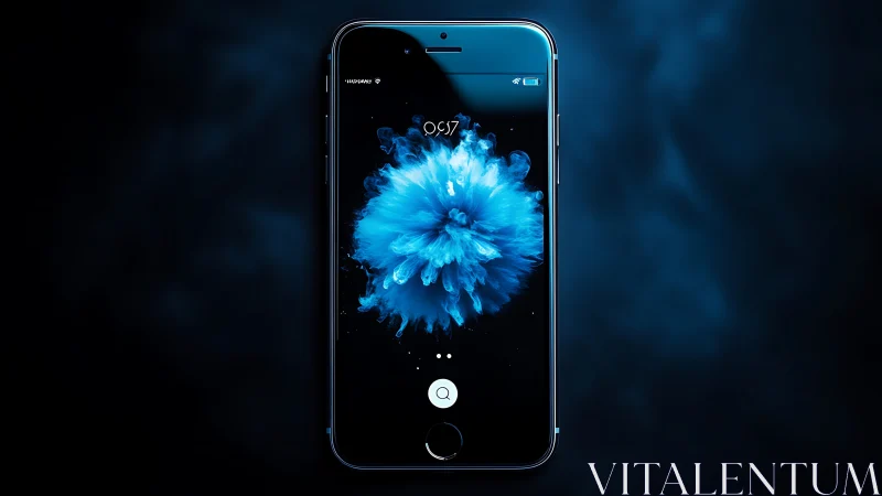 Midnight smartphone halo with electric blue bloom locked on.