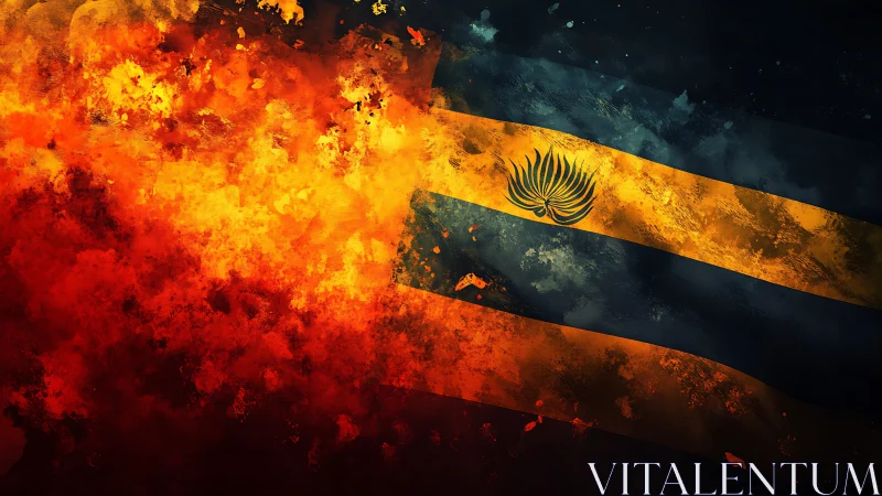 Egyptian Flag Digital Art with Flame Effects