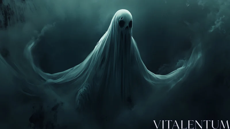 Spectral wraith emerging through volumetric mist dynamics.