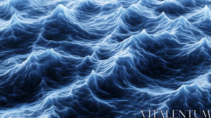Digital seascape with luminous wave contours in repetition.