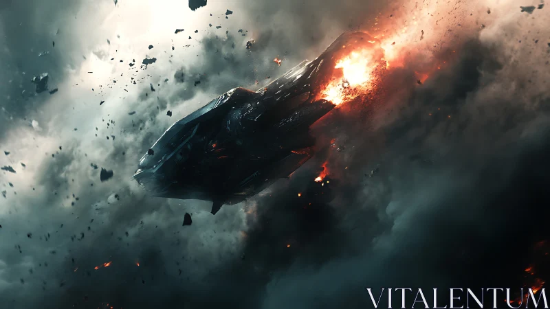 Catastrophic Spacecraft Destruction: Explosive Sci-Fi Concept.