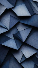 Layered indigo triangular facets with brushed fabric texture