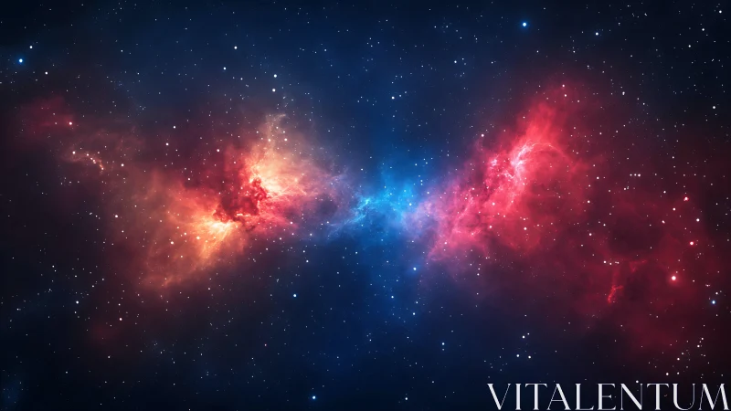 Stellar rift of fire and ice dividing a jeweled night sky.