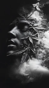 Smoke-twined visage drifts through leaves and lucid twilight