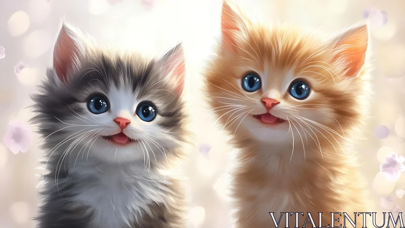 Twin Whisker Dreams: Kitten Companions Caught in Wonder.