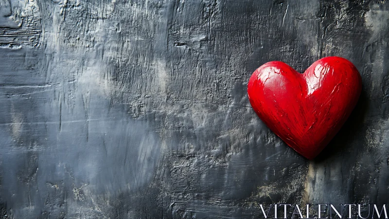 Red heart brings warmth to weathered gray urban canvas