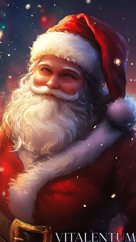 Digital illustration of Santa Claus in red suit profile view.