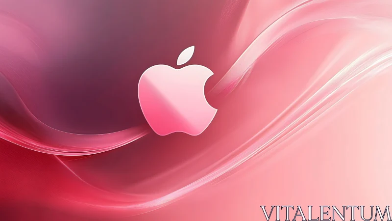 Apple Logo on Pink Gradient Background with Fluid Elements