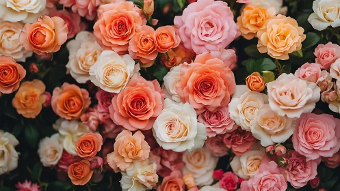 Polychromatic Rose Arrangement: Layered Botanical Study.