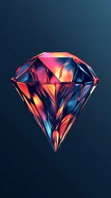 Prismatic crystal diamond glows with vivid neon refractions