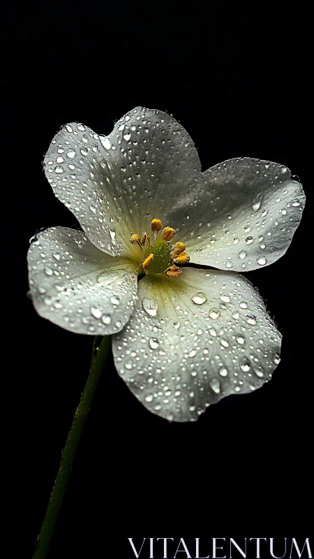 White Flower Petals Covered in Water Droplets