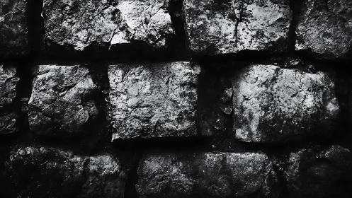 Monochrome stone wall texture with dramatic directional light.