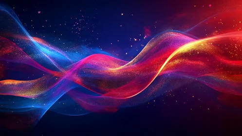 Luminous multicolor light trails with particle dispersion waves.