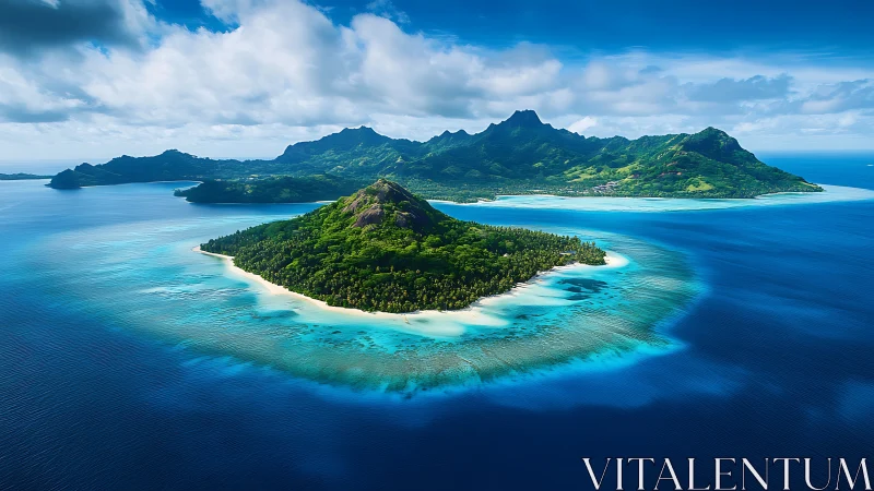 Tropical Paradise: Lush Island Emerges from Turquoise Waters