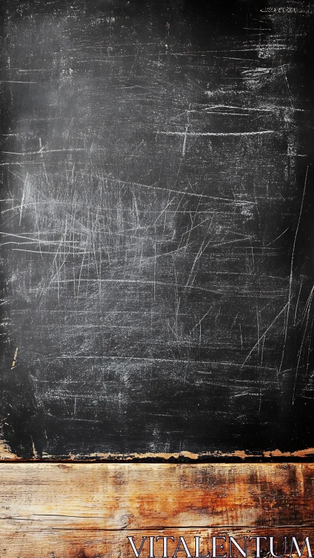 Weathered chalkboard over rustic wood, waiting for ideas.
