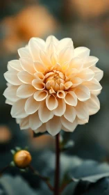 Creamy Dahlia Blooms with Golden Heart.