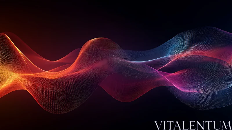 Flowing neon data waves pulse across a dark digital field