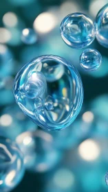 Drifting blue bubbles in a softly glowing daydream.