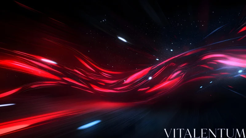 Futuristic red light trails swirling through cosmic abstract space.
