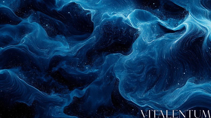 Starlit blue nebula rivers swirl through a cosmic dreamscape.
