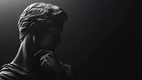 Quiet silhouette of a reflective marble-inspired figure.