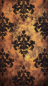 Baroque damask pattern over distressed gold background.