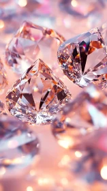 Luminous diamond chorus in rosy bokeh light cascade.