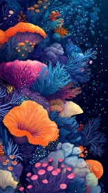 Colorful coral garden glowing in a dreamy underwater world.