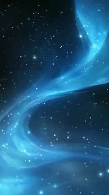 Starlit blue nebula ribbon curls softly through midnight space