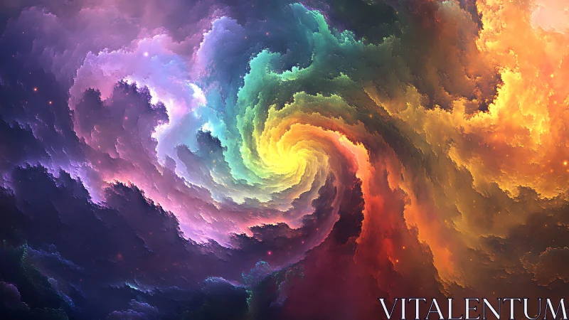 Radiant cosmic vortex swirls in a luminous multicolor nebula