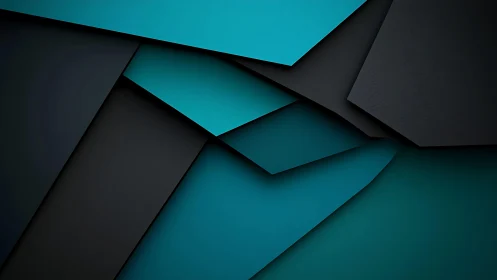Abstract geometric layered background in teal and black modern style.
