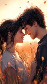 Two Hearts Meet in Golden Light.