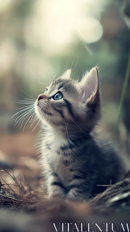 Kitten's Skyward Wonder: Soft Eyes Meet Infinite Dreams