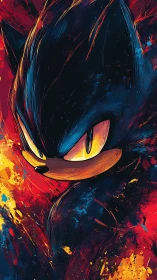 Storm-eyed speed phantom in a wildfire of neon paint.