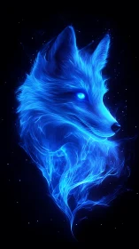 Luminescent spectral fox portrait in neon plasma energy