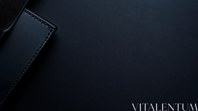 Quiet dark wallet corner rests on smooth black surface