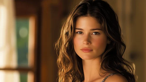 Soft backlit portrait under warm shallow depth-of-field glow.