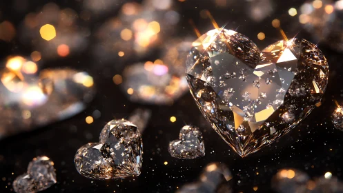 Starlit crystal hearts scattering sparks of golden wonder.