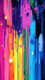 Vertical multicolored paint drips on abstract surface.