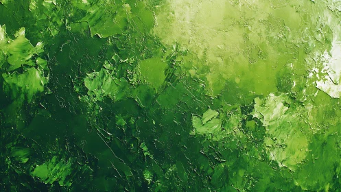 Dense impasto green abstraction reveals layered tonal gradients