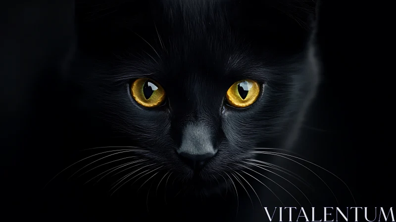 Obsidian Gaze Pierces Darkness With Luminous Golden Eyes