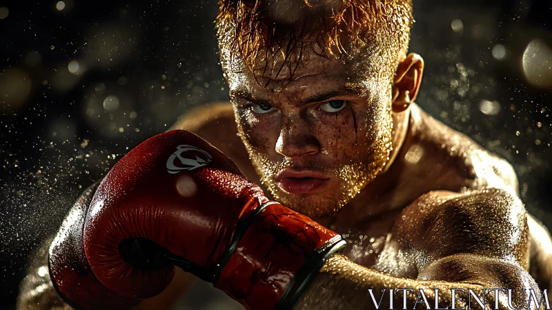 Intense Focus: Boxer Prepares for Championship Victory