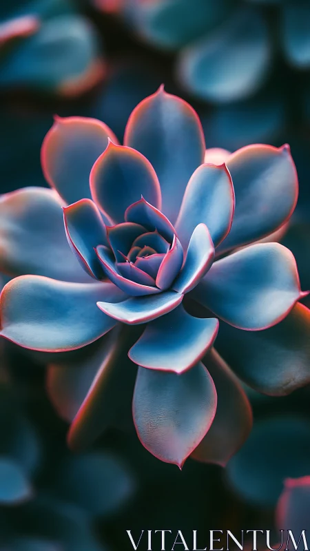 Midnight succulent rosette kissed with neon twilight edges.