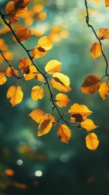 Sunlit deciduous leaves are shown against soft bokeh background