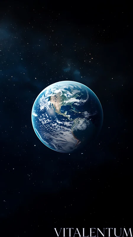 Solitary blue Earth drifting through a deep cosmic hush.