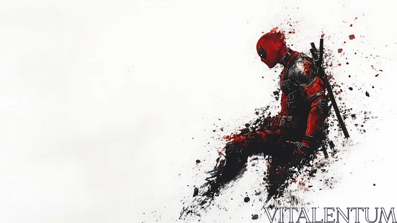 Red-suited antihero sits in explosive ink-splatter silence