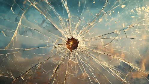 Shattered glass blooms outward like a frozen sonic boom