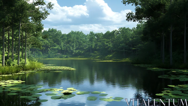 Emerald Sanctuary: Tranquil Waters Embrace Ancient Woodland.