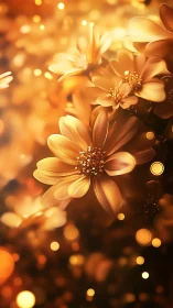 Golden Petals Dance in Luminous Bokeh Reverie.