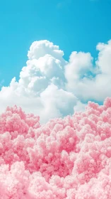 Cotton candy bloomscape under towering summer clouds.
